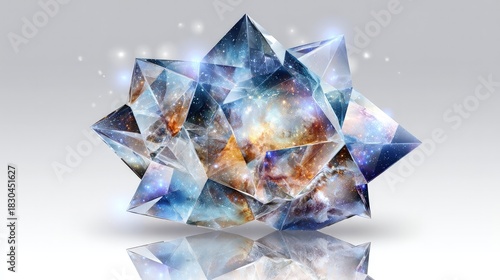 Abstract Geometric Crystal Structure With Glowing Effects