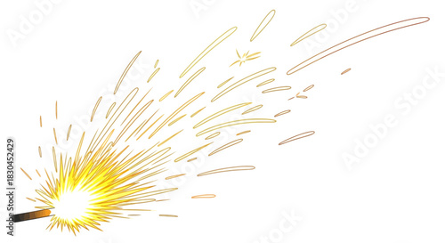 Bright sparks flying from a detonator or fuse, suggesting celebration or danger