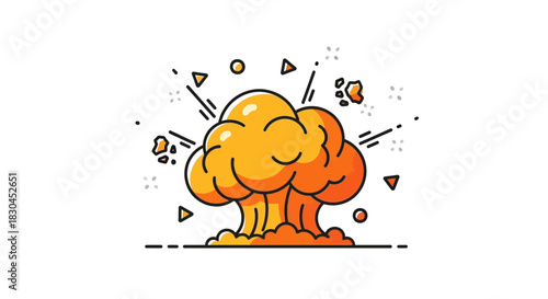 Stylized Explosion Cloud Vector Illustration with Debris for Comic Effect