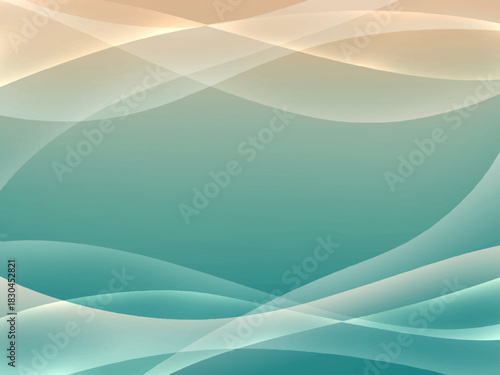 滑らかで透明感のある青色のウェーブの抽象的な背景