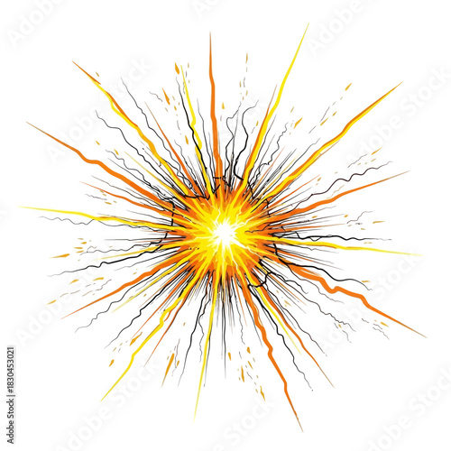 Dynamic Burst of Energy Abstract Illustration of an Explosion with Rays and Flames