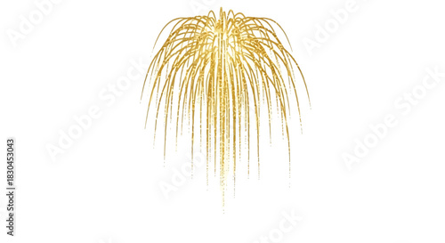 Golden Firework Burst Isolated on White Background for Celebrations