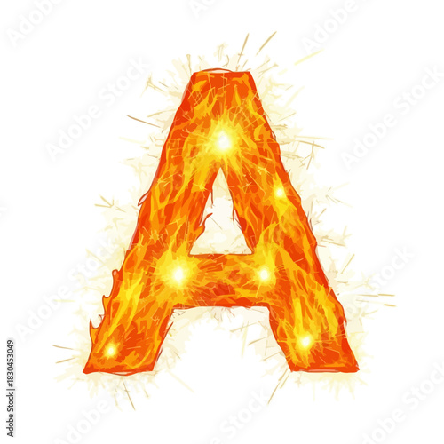 Fiery Letter 'A' Burning Alphabet Illustration for Designs and Creative Projects