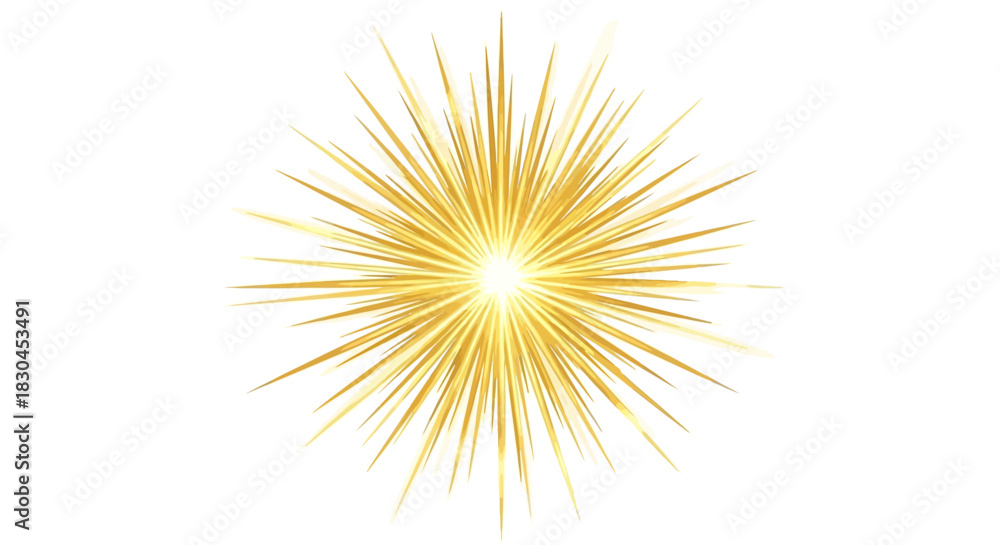 Fototapeta premium Vibrant golden starburst creating a luminous effect, a dazzling graphic element for design projects