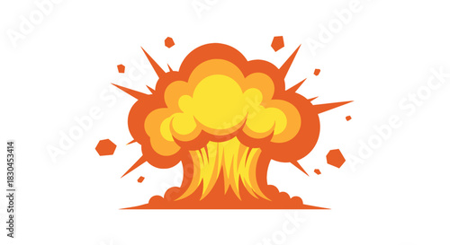 Cartoon Explosion with Orange and Yellow Flames for Visual Effects and Comic Art