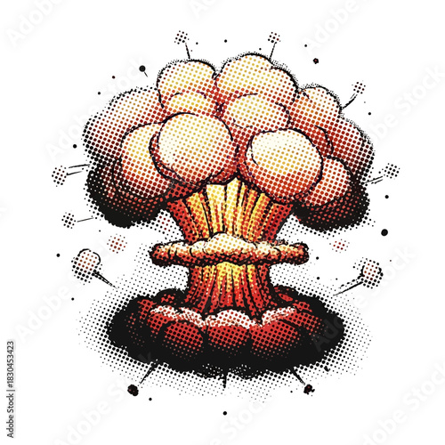 Atomic Blast Icon A Retro Illustration Depicting Nuclear Explosion and Impact