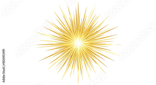 Vibrant golden starburst creating a luminous effect, a dazzling graphic element for design projects