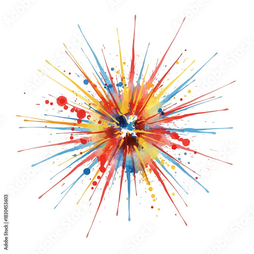 Colorful Explosion of Paint Splashes, Artistic Burst, Vibrant Abstract Design