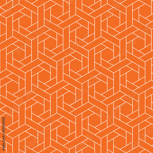 Hexagon, origami, seamless, background material, and compatible with swatches, orange. / 六角形 折り紙 背景素材 シームレス スウォッチ対応 オレンジ