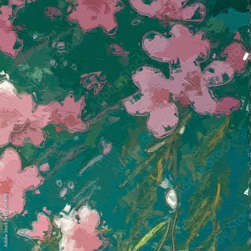 Obraz na plátně Various oil paintings, flowers, roses, peonies, flying swallows, scenic fairylan