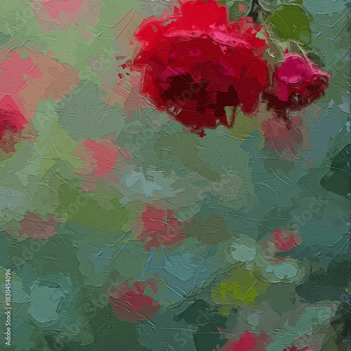 Fotografie Various oil paintings, flowers, roses, peonies, flying swallows, scenic fairylan