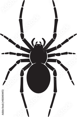 Black silhouette of spider with eight legs vector illustration