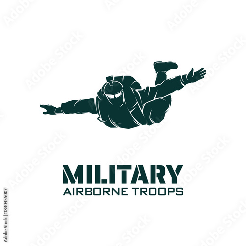 Airborne Troops National Day Logo design. Military paratrooper Illustration Graphic Design Vector