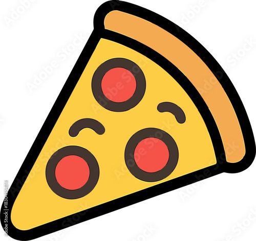 A delicious slice of pepperoni pizza, a classic Italian dish known for its savory flavors and satisfying crust, perfect for any meal or occasion, rendered as a clean and appealing icon