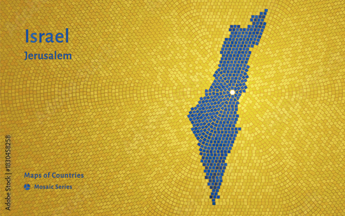 Israeli Map in Mosaic Style Illustration