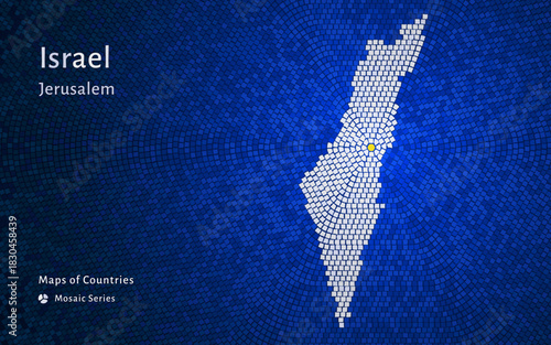 Israeli Map in Mosaic Style Illustration