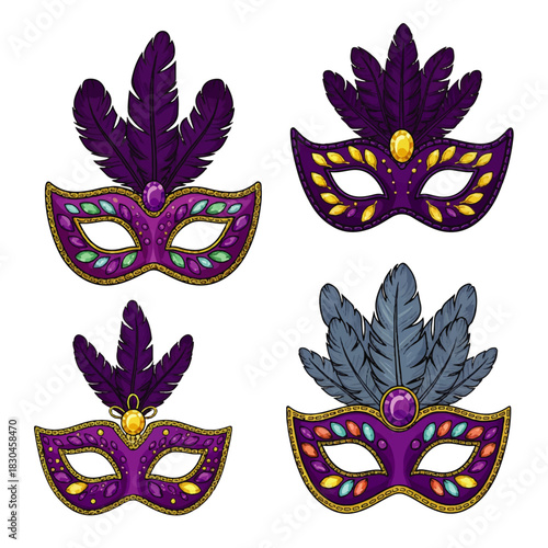 A vibrant illustration of a performer on stilts in a colorful jester costume, holding Mardi Gras beads. Perfect for carnival and celebration themes.