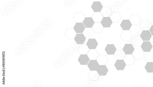 Geometric technology white and grey hexagon background. Abstract vector illustration Science technology and medical concept hexagon on transparent background