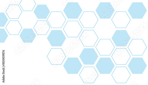 Abstract blue hexagon background. Geometric shape technology digital hi tech banner.