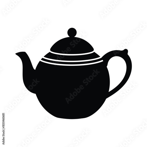 Classic black silhouette of a teapot with handle and spout
