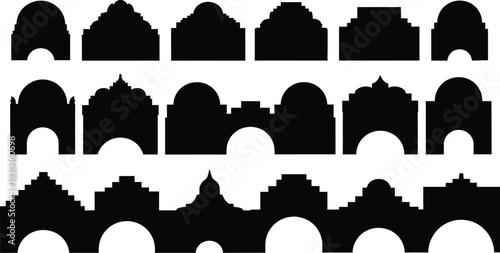 Silhouette of dutch houses architecture in black and white vector