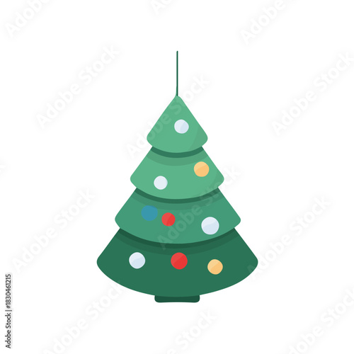 2D minimalist flat vector of a Christmas Tree Ornaments, contemporary clean design isolated on white.