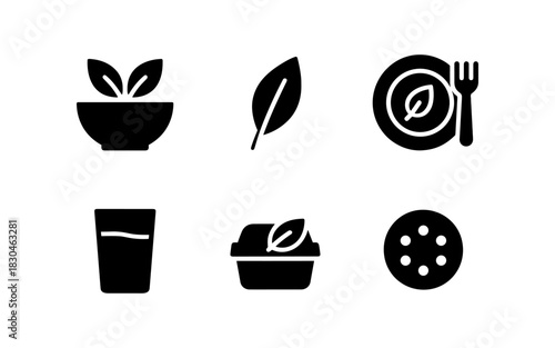 Eco-friendly food icons set for sustainable living