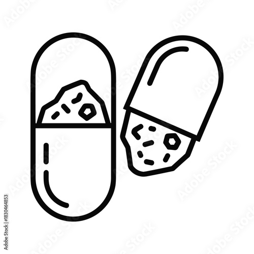 Open Capsule Medication Outline Icon