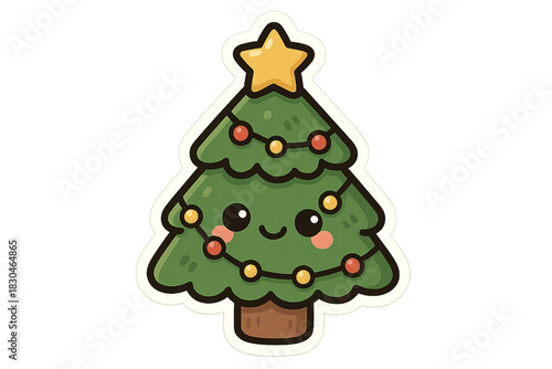 Wallpaper Mural Festive Spruce Delight: A whimsical Christmas tree, adorned with twinkling lights and a radiant star, embodies the spirit of joy and the magic of the holiday season. Torontodigital.ca