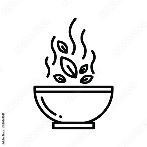 Herbal Tea Bowl with Steaming Leaves Icon