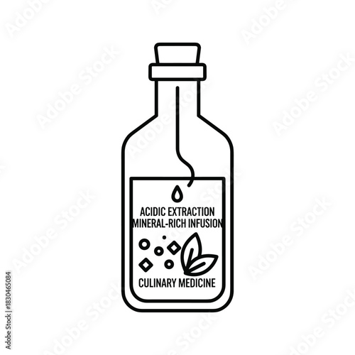 Acidic Extraction Mineral-Rich Infusion Culinary Medicine Bottle Line Icon