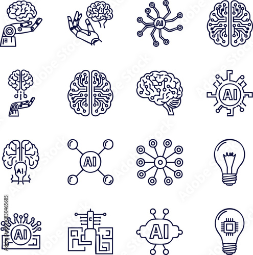 Modern AI and Robotics concept with futuristic brain connections and robotic hands, ideal for technology and innovation presentations and digital designs