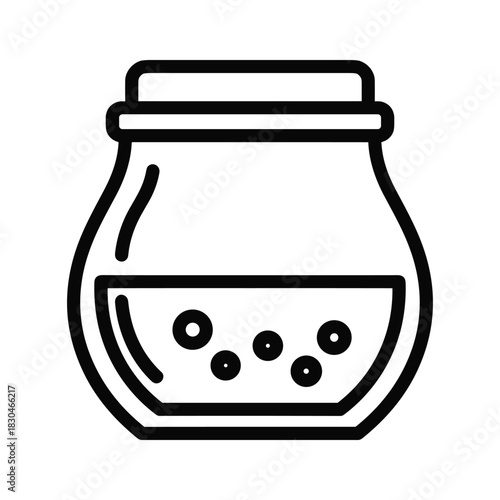Glass Jar with Liquid and Bubbles Outline Icon