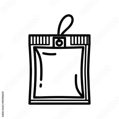 Stand-up Pouch with Hanging Loop Line Art Icon