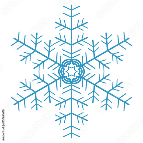Abstract snowflake on a transparent background, vector illustration.