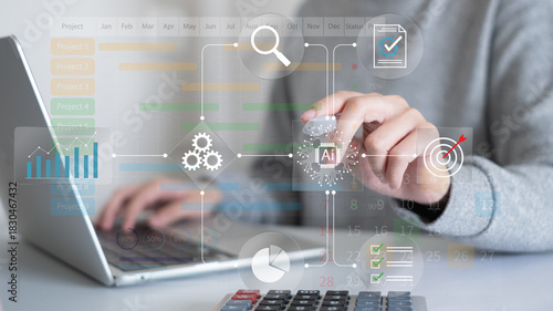 Obraz na plátně Programmer work bringing new technology innovation ai artificial intelligence wo