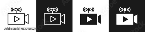 Livestream Line N Glyph Style In White And Black Background