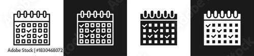 Content Calendar Line N Glyph Style In White And Black Background