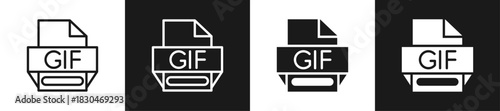 Gif Line N Glyph Style In White And Black Background