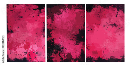 Abstract vector set of grunge red textures and vintage paint designs for textured paper art backgrounds