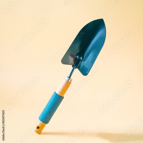Gardening shovel on color background.Garden tool.