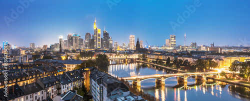 Panoramic of skyline at night, Frankfurt, Germany