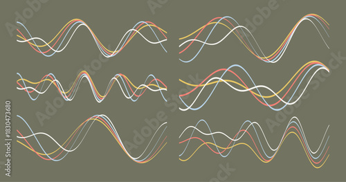 A sound wave or audio signal. An equalizer scale for recording or playback. Vector for brochure, banner, cover, postcard, flyer or presentation.