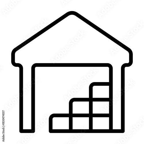 Material Storage Icon - Black Outline