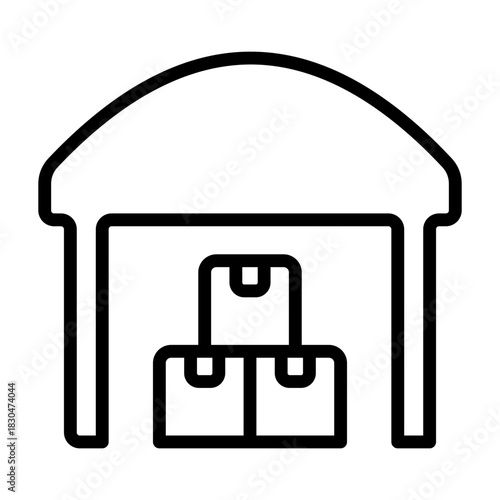 Warehouse Icon - Black Outline