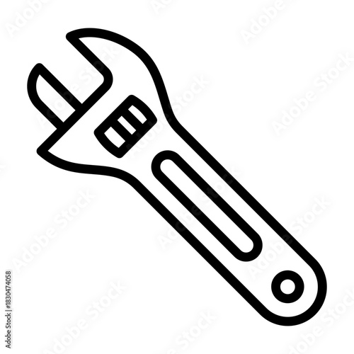 Wrench Icon - Black Outline