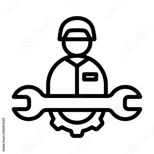 Technician Icon - Black Outline