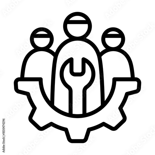 Maintenance Crew Icon - Black Outline