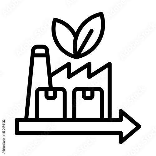 Sustainable Production Icon - Black Outline