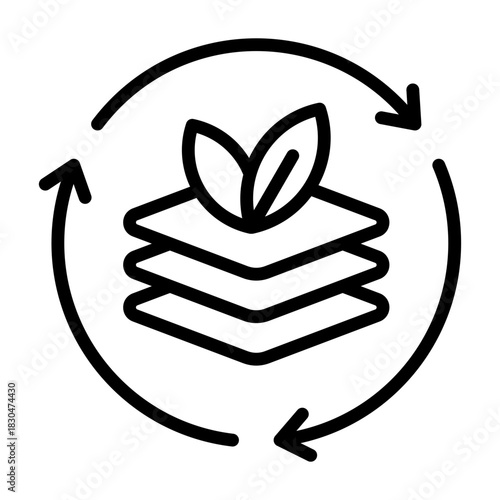 Eco Material Icon - Black Outline